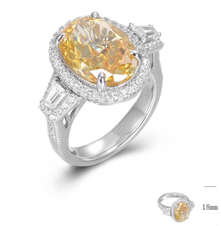 BGR01394, Ladies' Moissanite Ring, S925, Rhodium Plated, White, 7.8g