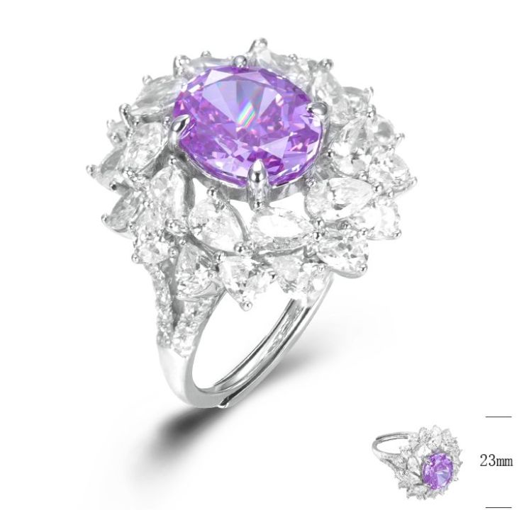BGR01346, Ladies' Moissanite Ring, S925, Rhodium Plated, White, 7.06g