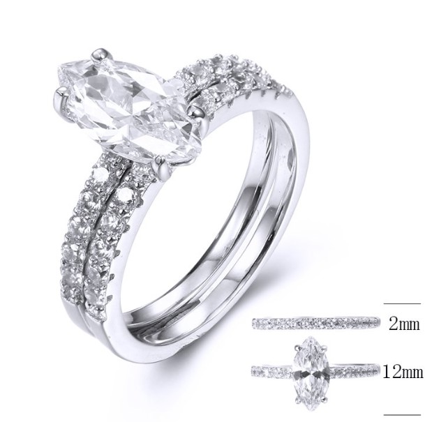 SJ36401, Ladies' Moissanite Ring, S925, Rhodium Plated, White, 4.34g
