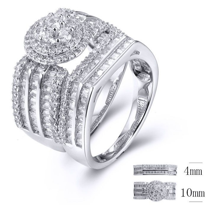SJ32554, Ladies' Moissanite Ring, S925, Rhodium Plated, White, 8.67g